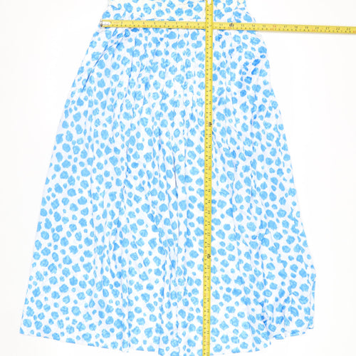 Barry Sherrard Women's Blue Animal Print Midi Pleated Skirt Size 12