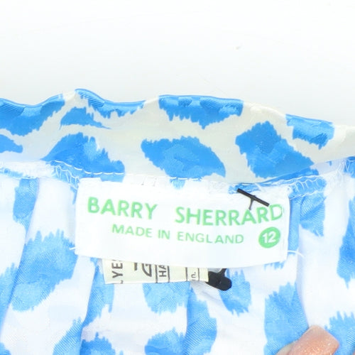 Barry Sherrard Women's Blue Animal Print Midi Pleated Skirt Size 12