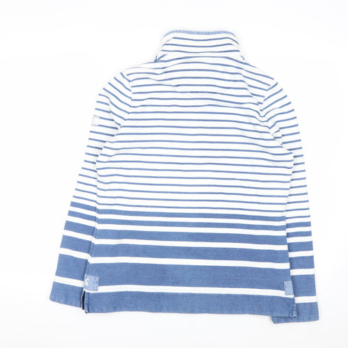 Joules Women Blue White Striped Cotton Henley Sweatshirt UK 12
