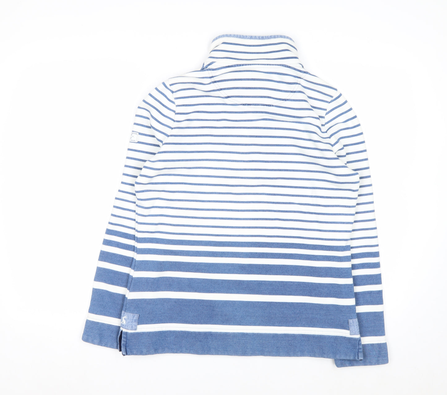 Joules Women Blue White Striped Cotton Henley Sweatshirt UK 12