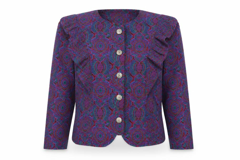 Front view of Lady Carol Women's Multicoloured Paisley Long Sleeve Blouse, size 10
