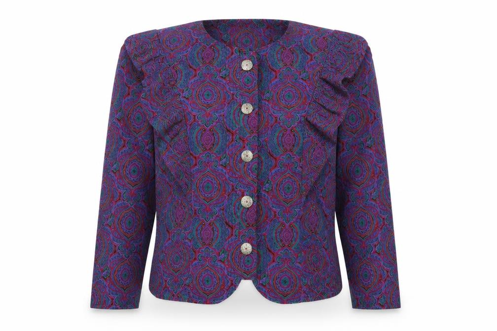 Front view of Lady Carol Women's Multicoloured Paisley Long Sleeve Blouse, size 10
