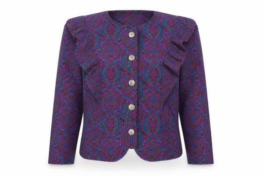Front view of Lady Carol Women's Multicoloured Paisley Long Sleeve Blouse, size 10