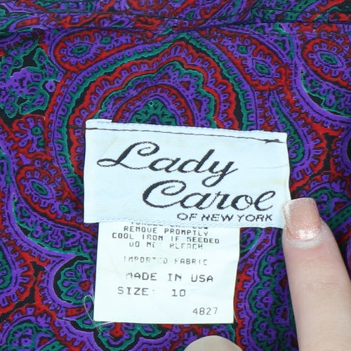 Lady Carol Women's Multicoloured Paisley Long Sleeve Blouse Size 10