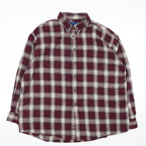 Towncraft Men's Red Plaid Flannel Button-Up Shirt XL