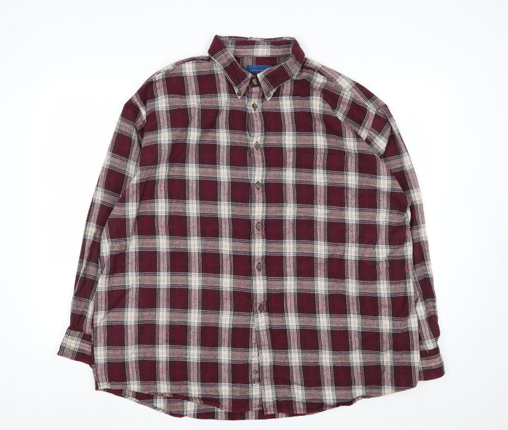 Towncraft Men's Red Plaid Flannel Button-Up Shirt XL