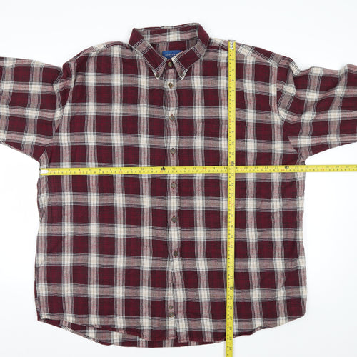 Towncraft Men's Red Plaid Flannel Button-Up Shirt XL