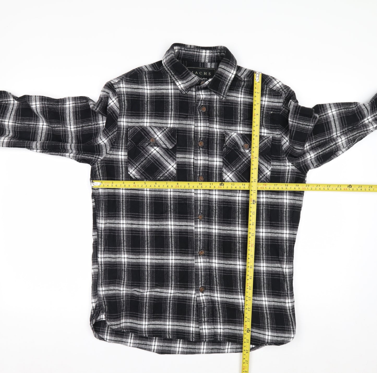 JACHS New York Mens Black Check Flannel Long Sleeve Shirt M