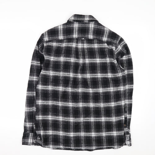 JACHS New York Mens Black Check Flannel Long Sleeve Shirt M