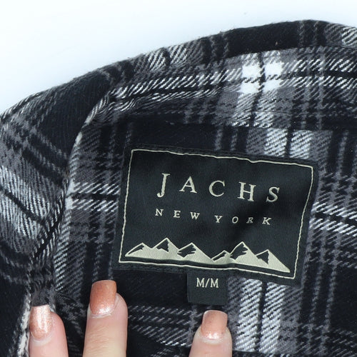 JACHS New York Mens Black Check Flannel Long Sleeve Shirt M