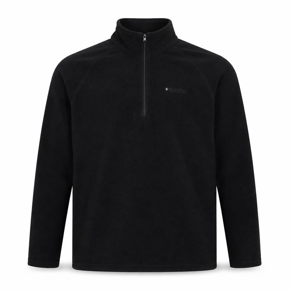 Front view of Mountain Warehouse men’s black fleece pullover sweatshirt l