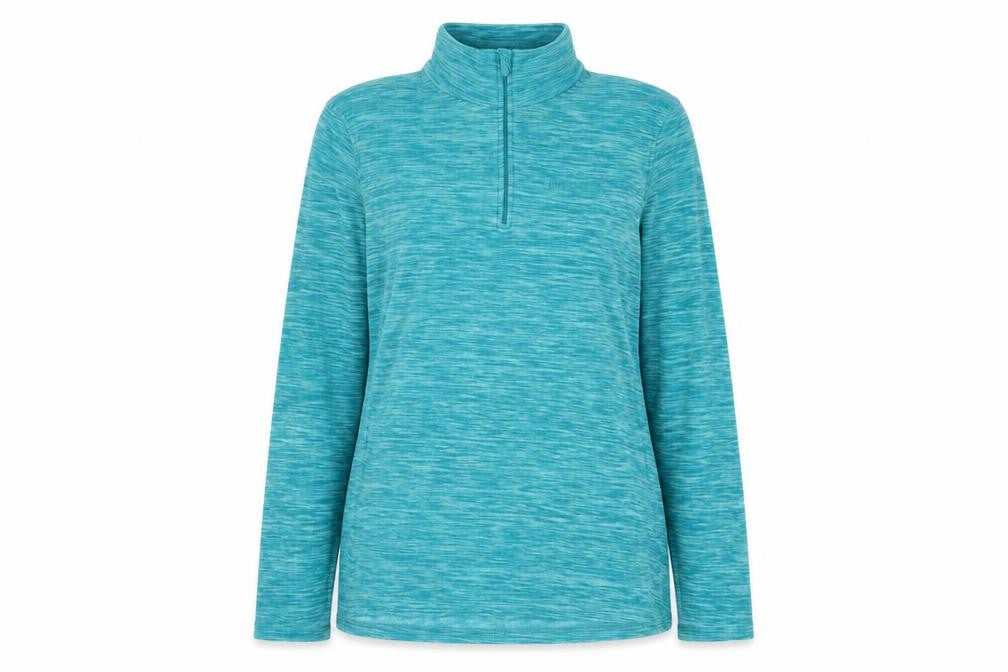 Front view of Mountain Warehouse women’s blue 1/2 zip pullover sweatshirt uk 20