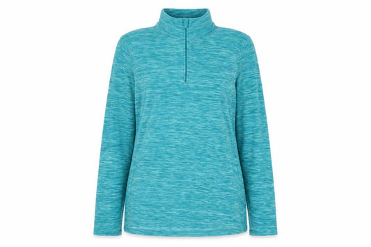 Front view of Mountain Warehouse women’s blue 1/2 zip pullover sweatshirt uk 20