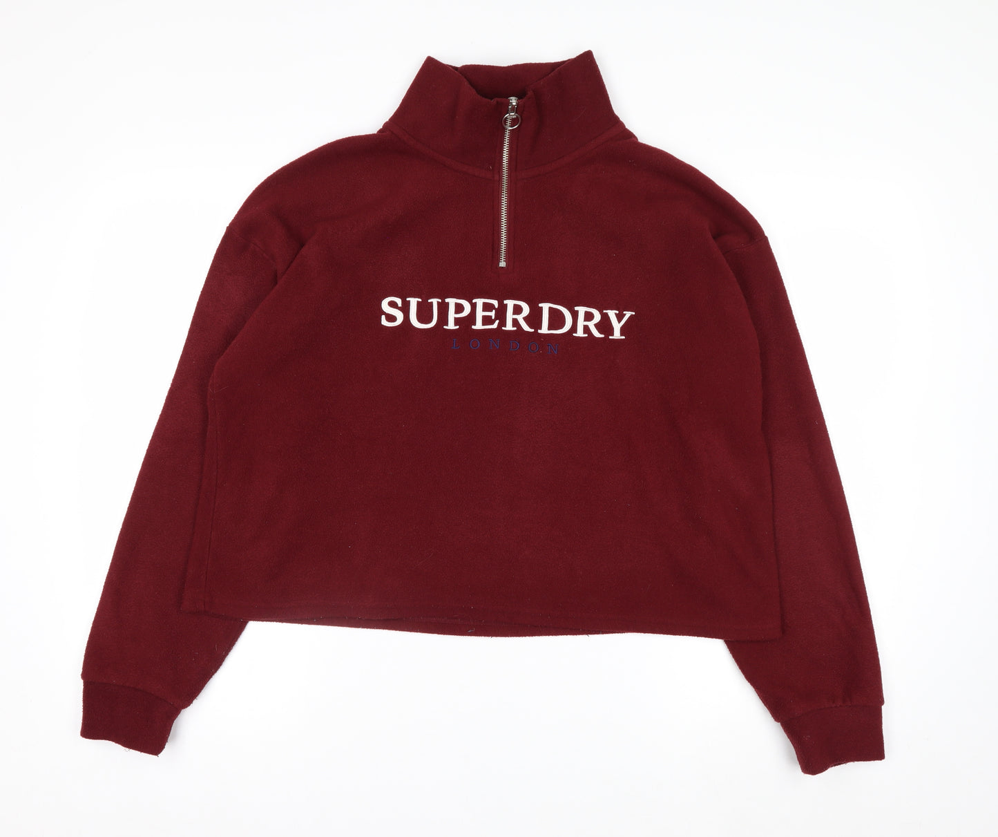 Superdry Womens Burgundy 1/4 Zip Fleece Sweatshirt UK 12