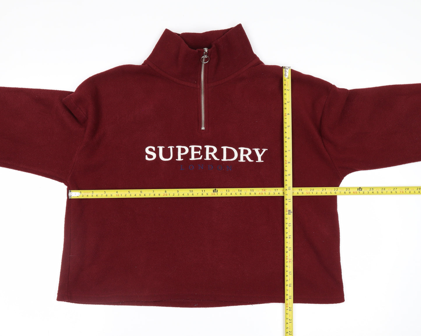 Superdry Womens Burgundy 1/4 Zip Fleece Sweatshirt UK 12
