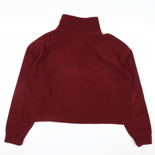 Superdry Womens Burgundy 1/4 Zip Fleece Sweatshirt UK 12