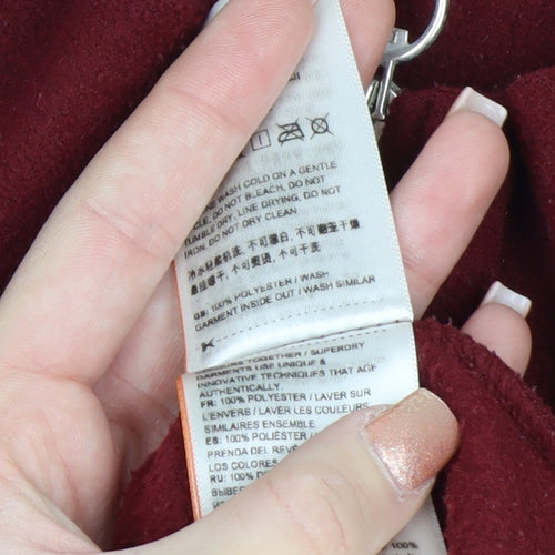 Superdry Womens Burgundy 1/4 Zip Fleece Sweatshirt UK 12