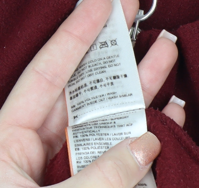 Superdry Womens Burgundy 1/4 Zip Fleece Sweatshirt UK 12