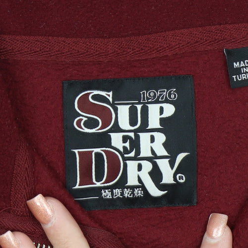 Superdry Womens Burgundy 1/4 Zip Fleece Sweatshirt UK 12