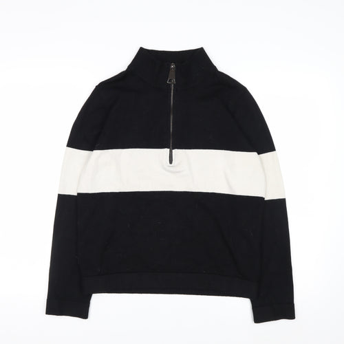Apricot Women's Black Stripe Mock Neck Half Zip Jumper Size 8