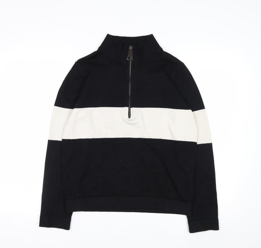 Apricot Women's Black Stripe Mock Neck Half Zip Jumper Size 8