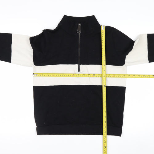 Apricot Women's Black Stripe Mock Neck Half Zip Jumper Size 8