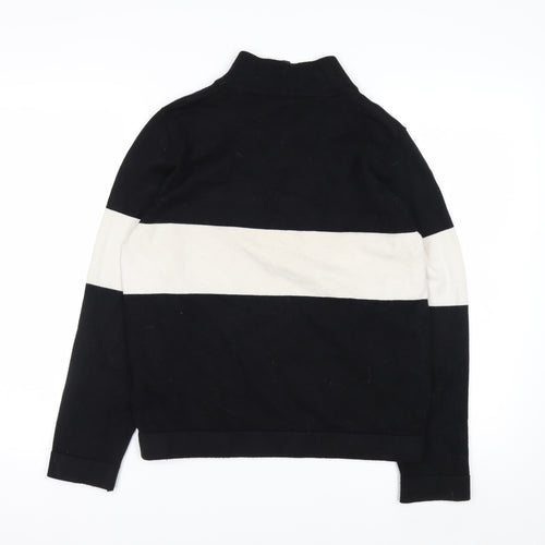 Apricot Women's Black Stripe Mock Neck Half Zip Jumper Size 8