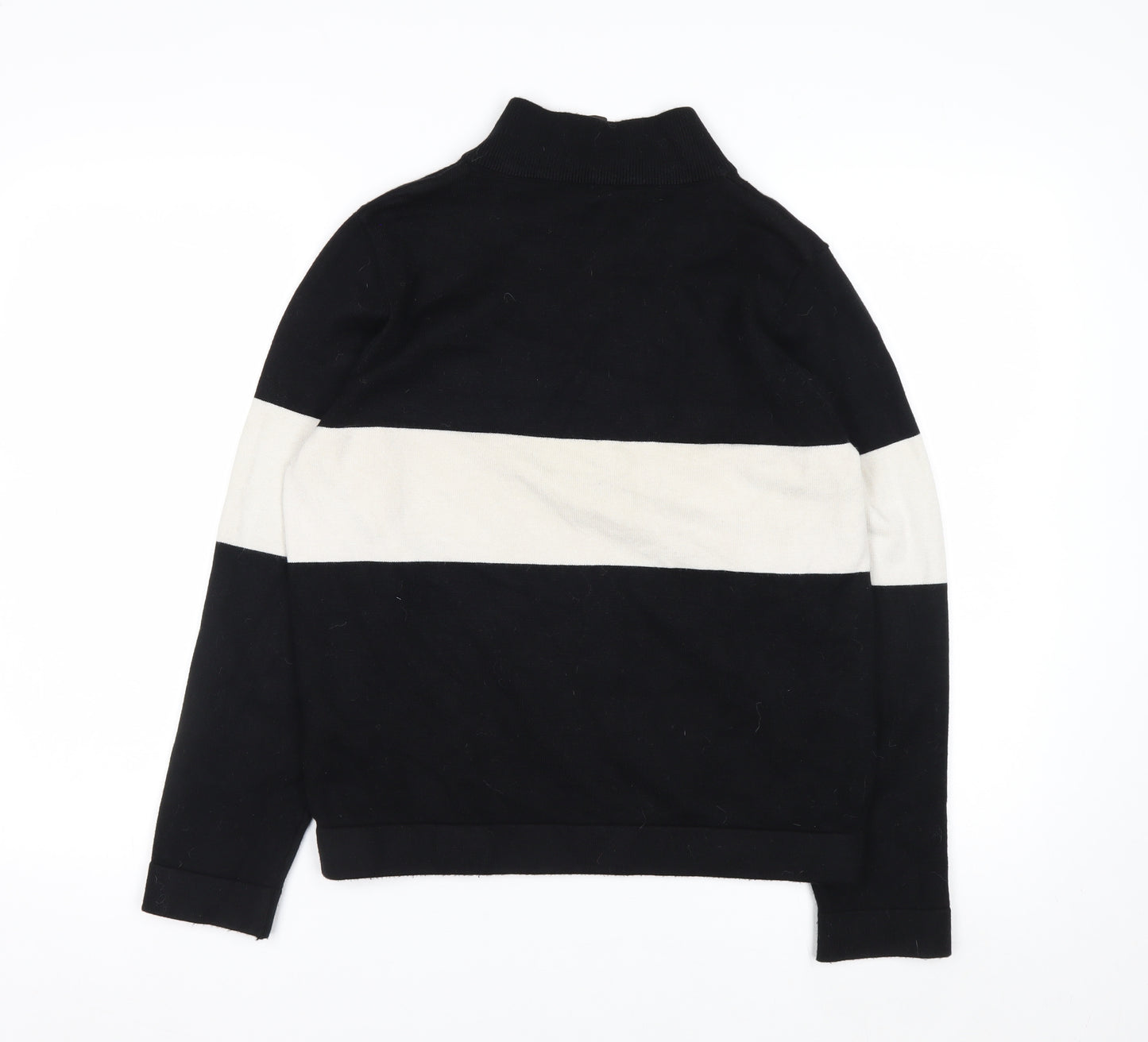 Apricot Women's Black Stripe Mock Neck Half Zip Jumper Size 8