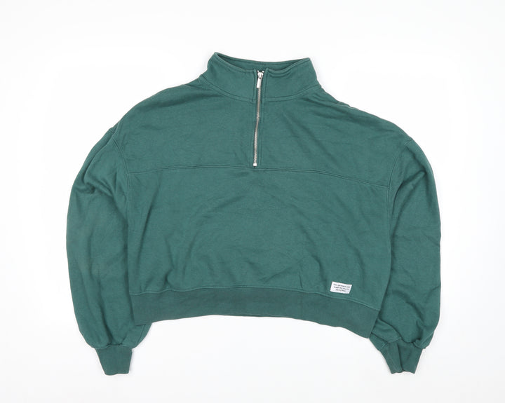 H&M Divided Women’s Green 1/2 Zip Pullover Sweatshirt XL Cotton Blend