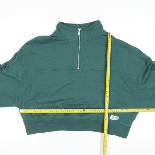H&M Divided Women’s Green 1/2 Zip Pullover Sweatshirt XL Cotton Blend