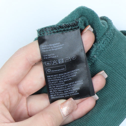 H&M Divided Women’s Green 1/2 Zip Pullover Sweatshirt XL Cotton Blend