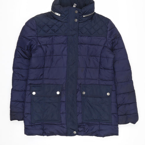 Next Women's Blue Quilted Shower Resistant Mid-Length Jacket Size 12