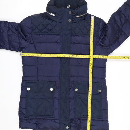 Next Women's Blue Quilted Shower Resistant Mid-Length Jacket Size 12