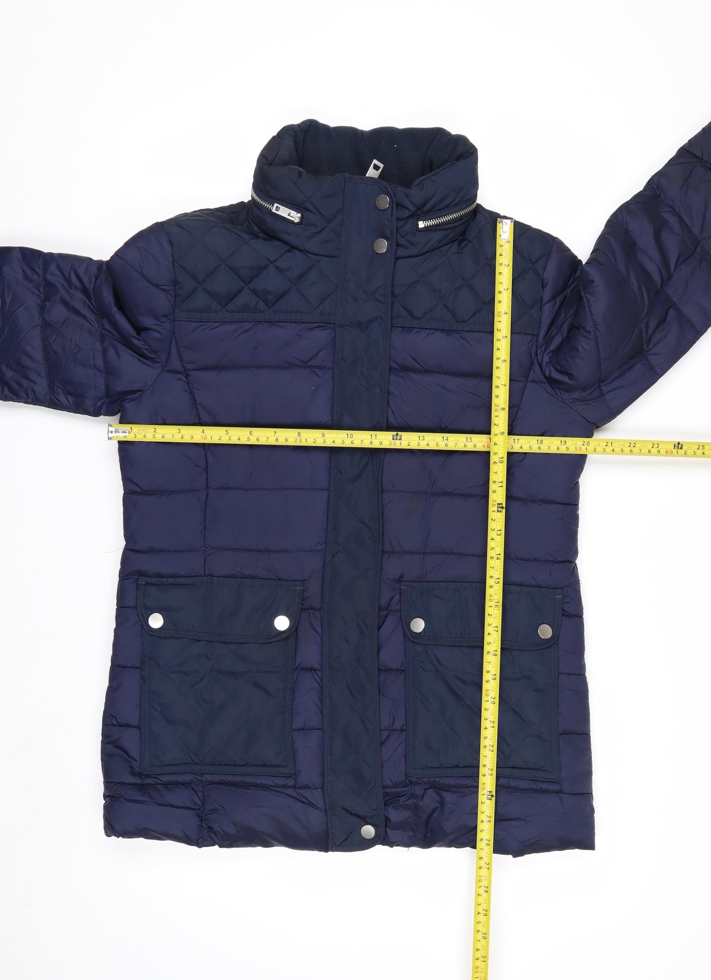 Next Women's Blue Quilted Shower Resistant Mid-Length Jacket Size 12