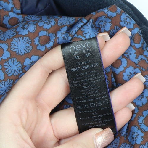 Next Women's Blue Quilted Shower Resistant Mid-Length Jacket Size 12