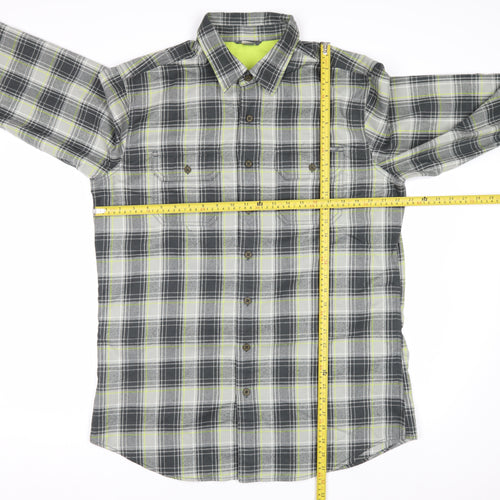 Eddie Bauer Men's Grey Plaid Long Sleeve Button-Up Shirt L Tall