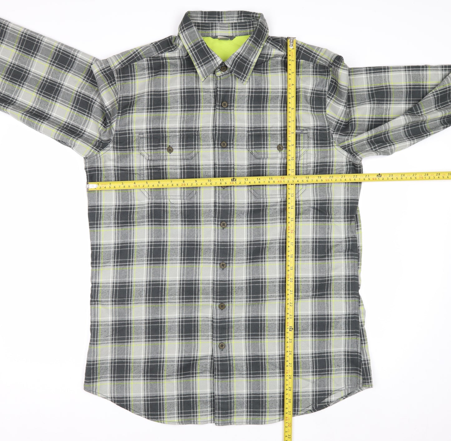 Eddie Bauer Men's Grey Plaid Long Sleeve Button-Up Shirt L Tall