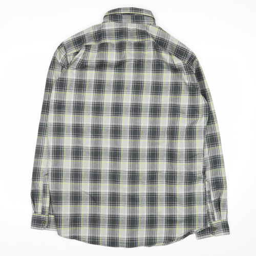 Eddie Bauer Men's Grey Plaid Long Sleeve Button-Up Shirt L Tall