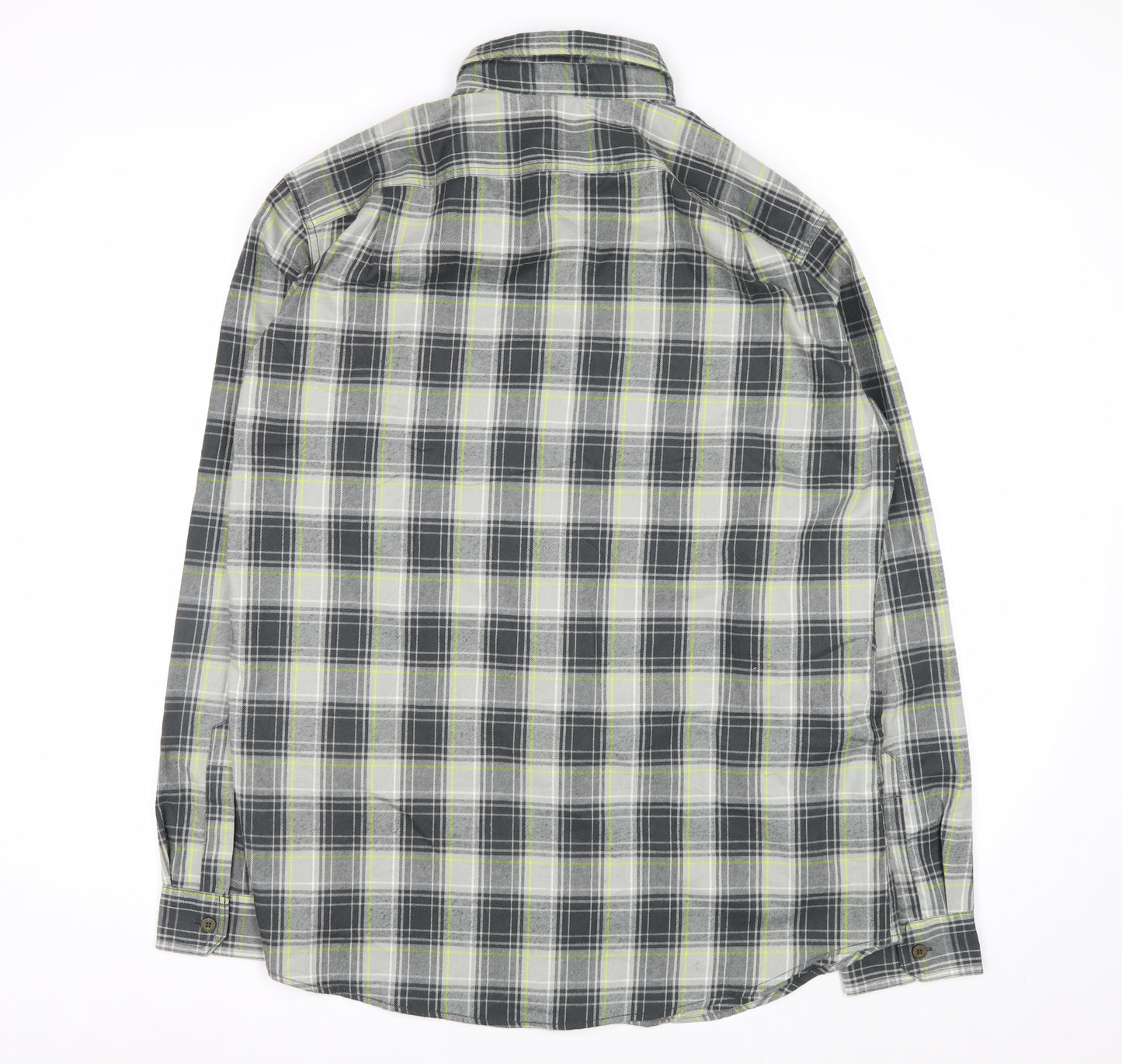 Eddie Bauer Men's Grey Plaid Long Sleeve Button-Up Shirt L Tall