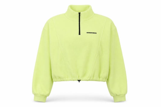 Front view of H&M Divided Women’s Green 1/2 Zip Fleece Pullover Sweatshirt S