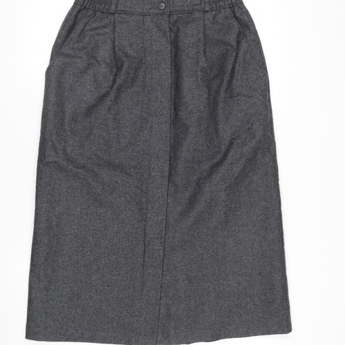 Slimma Women Grey Wool Blend Midi Pencil Skirt Size 14