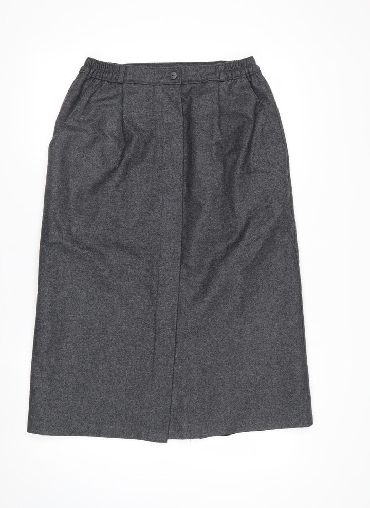 Slimma Women Grey Wool Blend Midi Pencil Skirt Size 14