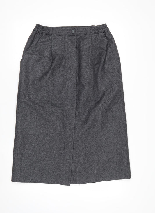 Slimma Women Grey Wool Blend Midi Pencil Skirt Size 14