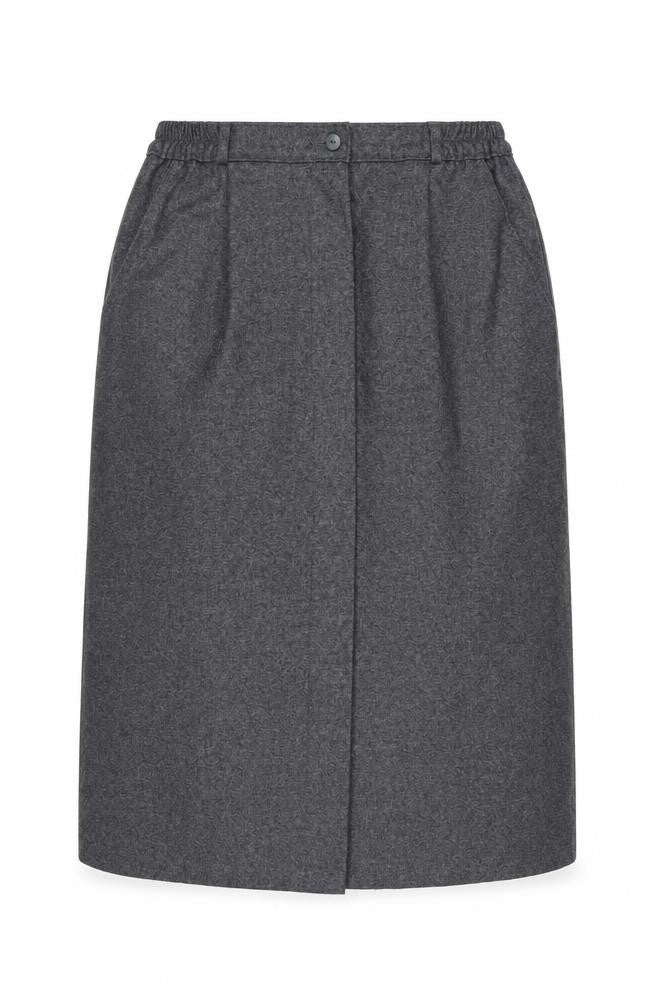 Slimma Women Grey Wool Blend Midi Pencil Skirt Size 14