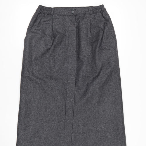 Slimma Women Grey Wool Blend Midi Pencil Skirt Size 14