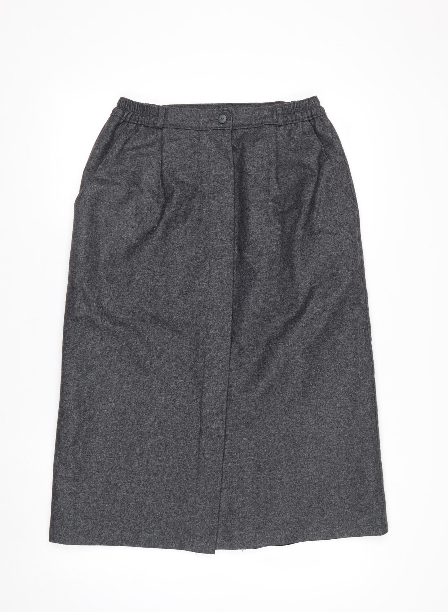 Slimma Women Grey Wool Blend Midi Pencil Skirt Size 14