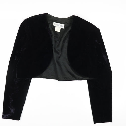 Roberta Women's Black Velvet Cropped Tuxedo Blazer Size L