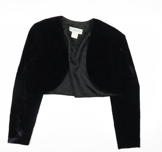 Roberta Women's Black Velvet Cropped Tuxedo Blazer Size L