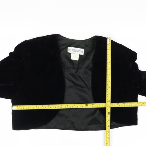 Roberta Women's Black Velvet Cropped Tuxedo Blazer Size L