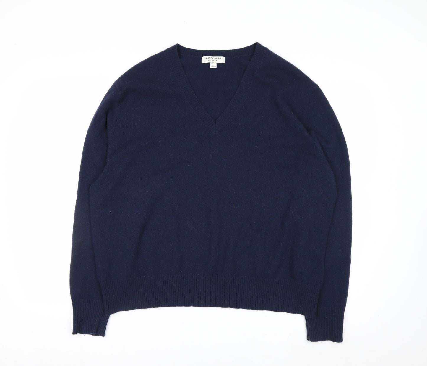Marks and Spencer Men’s Blue Cashmere V-Neck Jumper XL